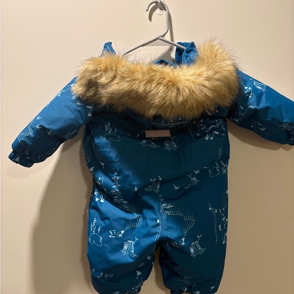Reima Baby Girl Blue Animal Print Waterproof Snow Suit with Fur Hood, 9-12 Month - Picture 7 of 8
